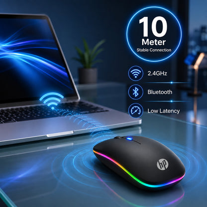 HP Wireless Rechargeable RGB Gaming Mouse-Silent Click + FREE MOUSE PAD