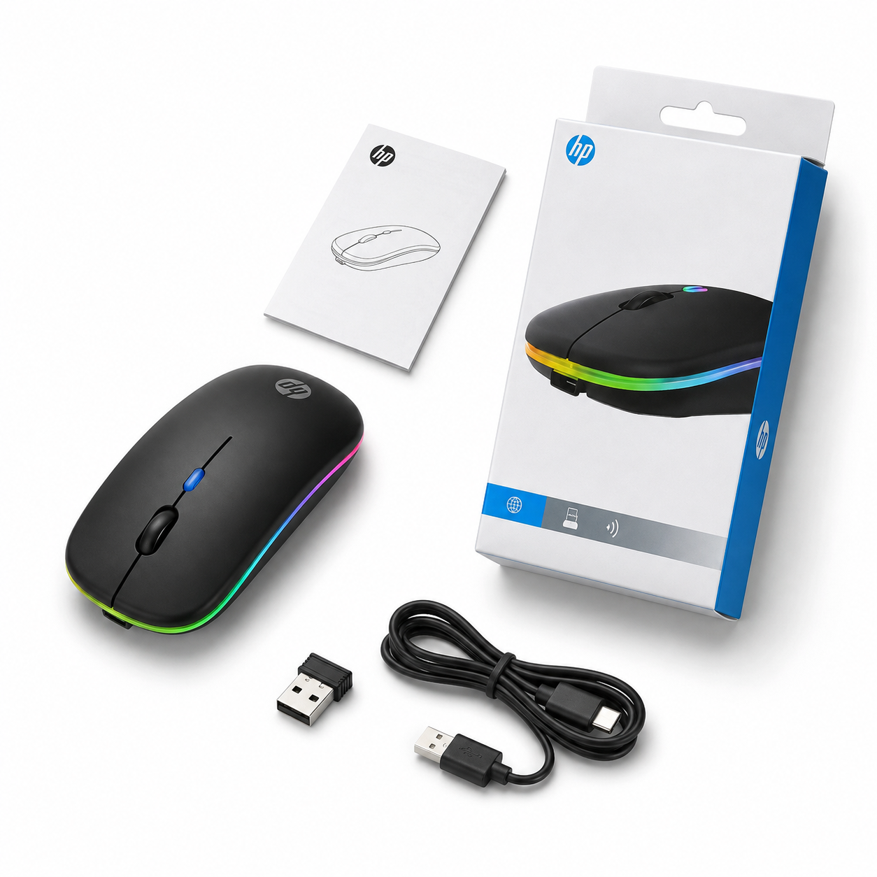 HP Wireless Rechargeable RGB Gaming Mouse-Silent Click + FREE MOUSE PAD